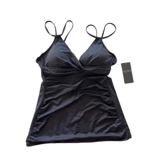 Ralph Lauren Women's Black Double Strap Twist Front Tankini Top Size 4 $115 - Picture 1 of 4